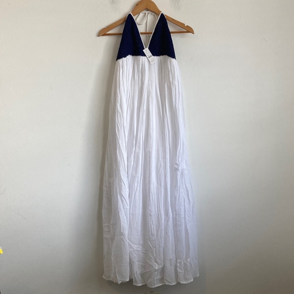 J. Crew Crochet mixy dress in White Navy- Size Medium - Picture 2 of 6